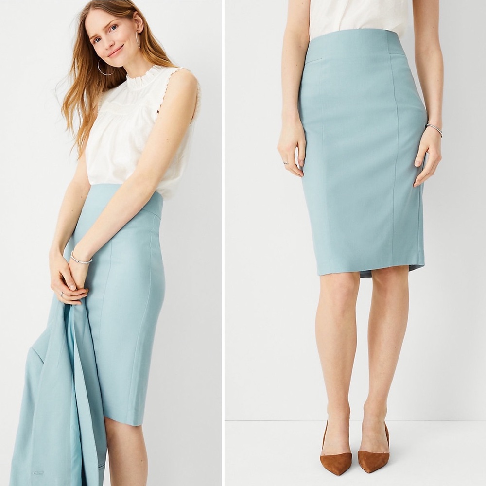 Ann Taylor Light Blue Pencil Skirt old money style
